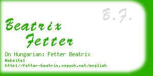 beatrix fetter business card